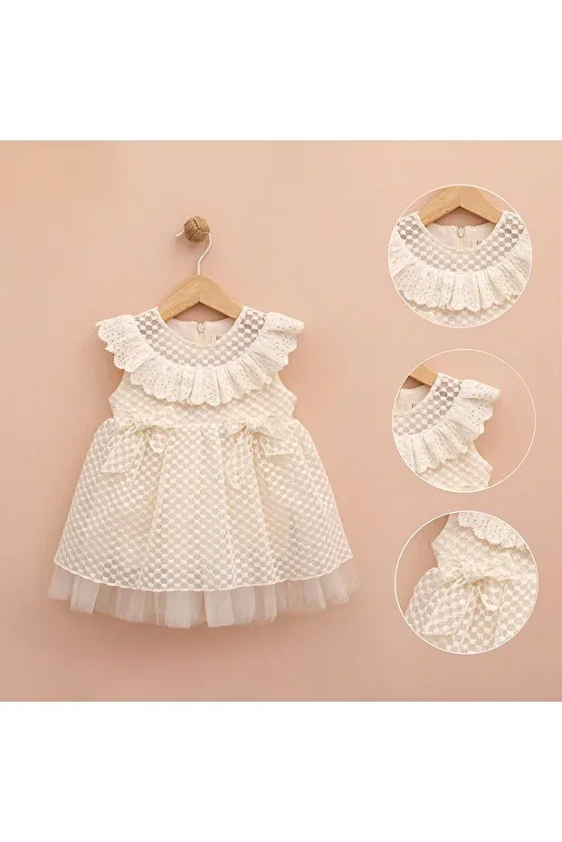 Детское платье для девочек кружевное Elegant Lace Baby Dress Didustore, Beige — фото 2