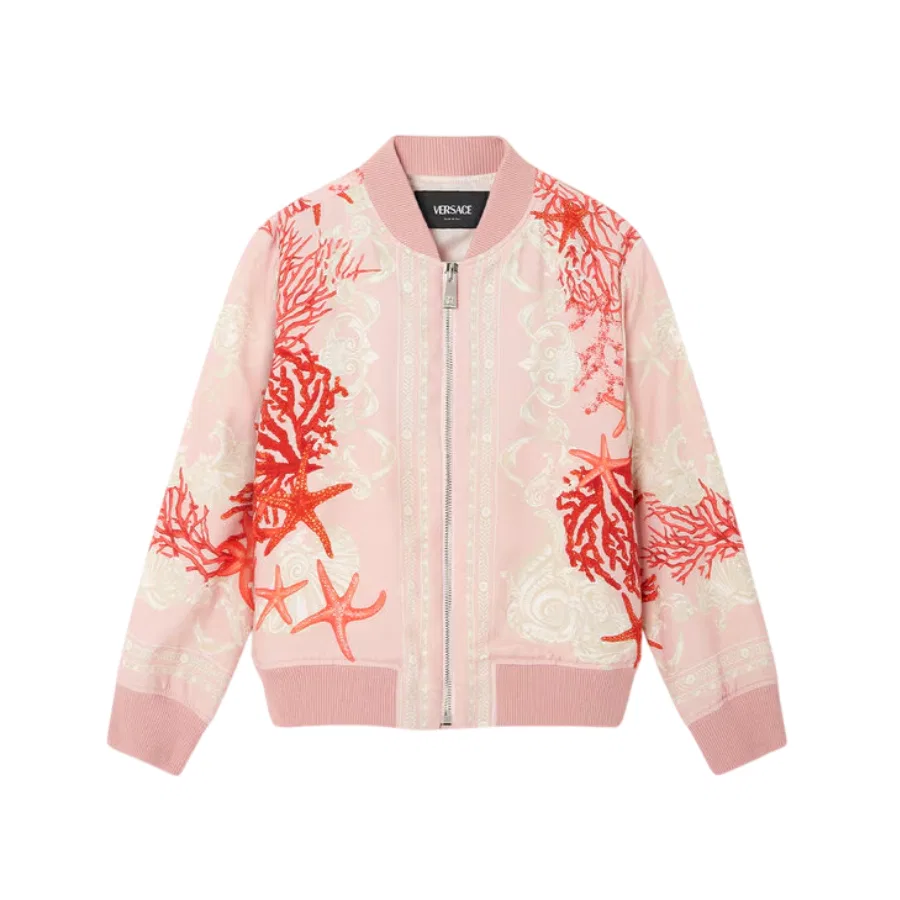 Куртка-бомбер с принтом Kids Barocco Sea Young Versace, Dusty Rose/Coral/Ivory