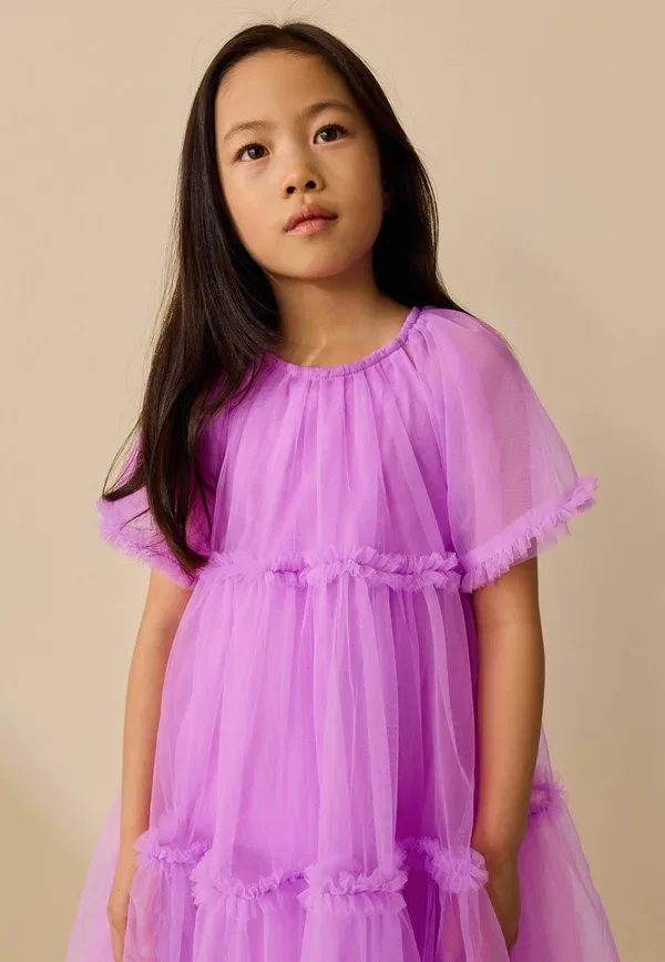Платье повседневное Regular fit - ruffle tiered party dress Next, purple, фиолетовый — фото 4