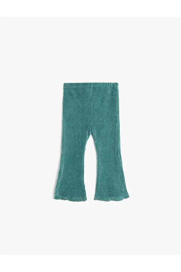 Детские леггинсы для девочек с принтом Spanish leg ribbed elastic waist leggings Koton, Green — фото 2