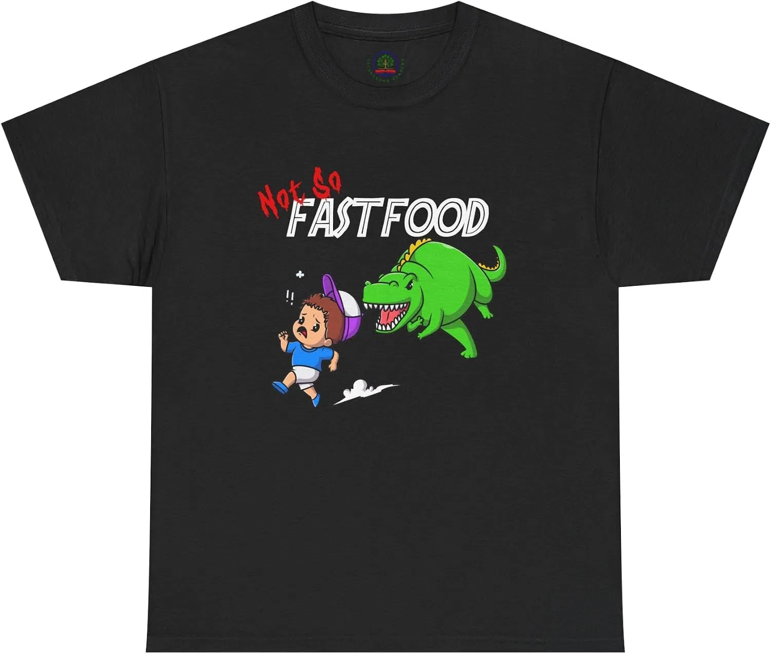Женская футболка с принтом Not So Fast Food, чёрный — фото 2