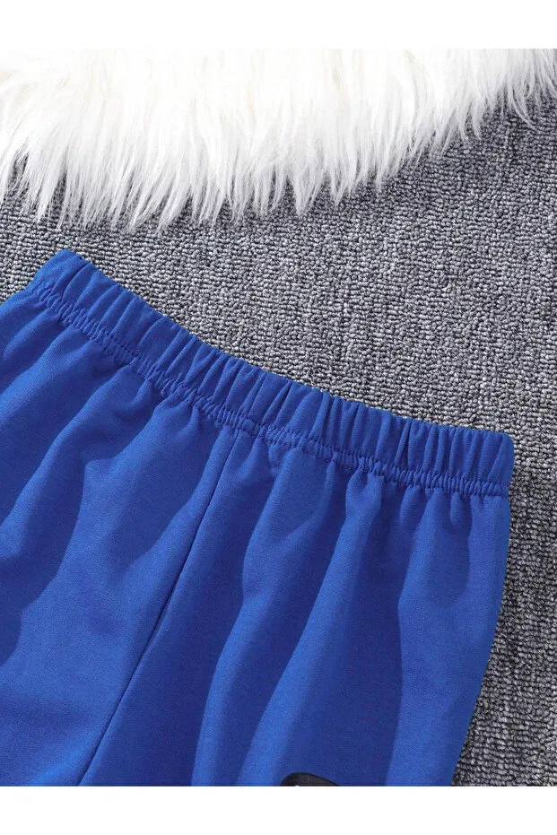 Детский спортивный комплект для девочек с принтом Kids 3-piece summer tracksuit set Novibe, Saks Blue — фото 3