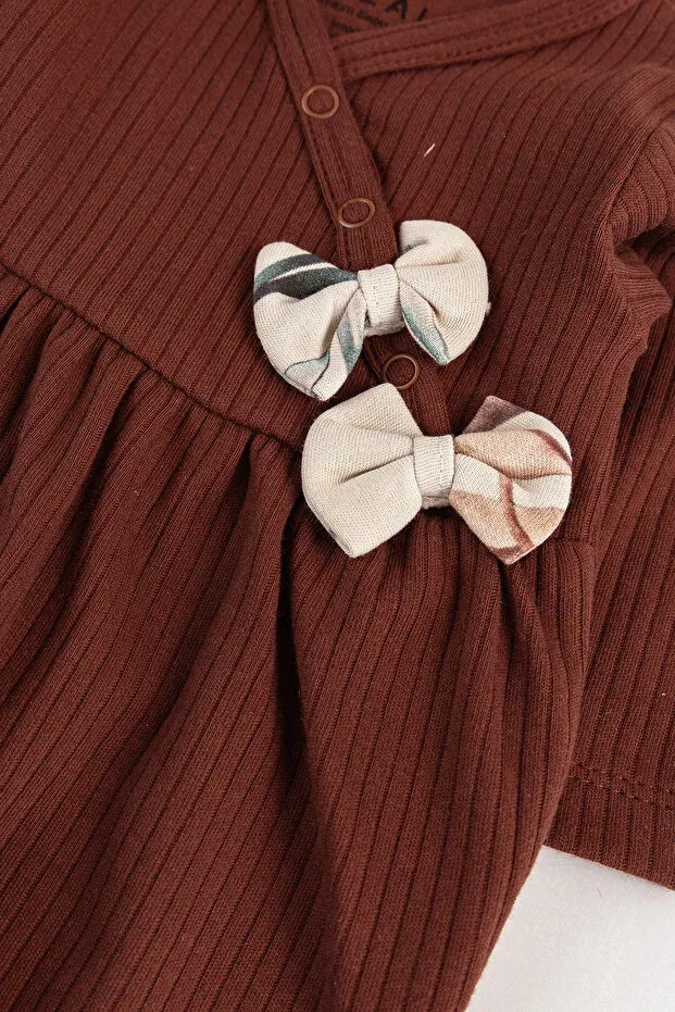 Детский комбинезон для девочек с цветочным принтом Babymod, Brown — фото 3