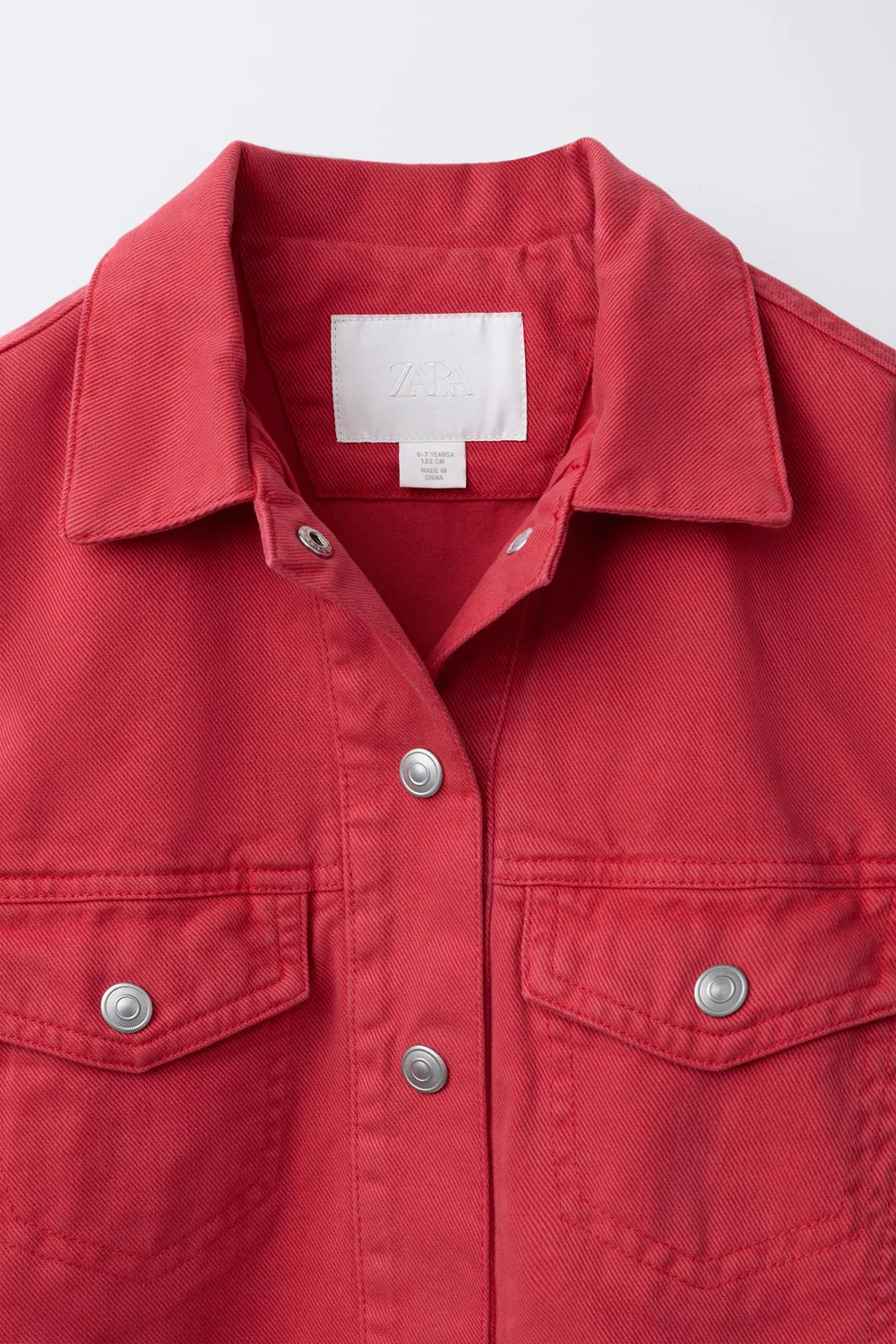 Однотонная саржевая куртка ZARA, Red — фото 3