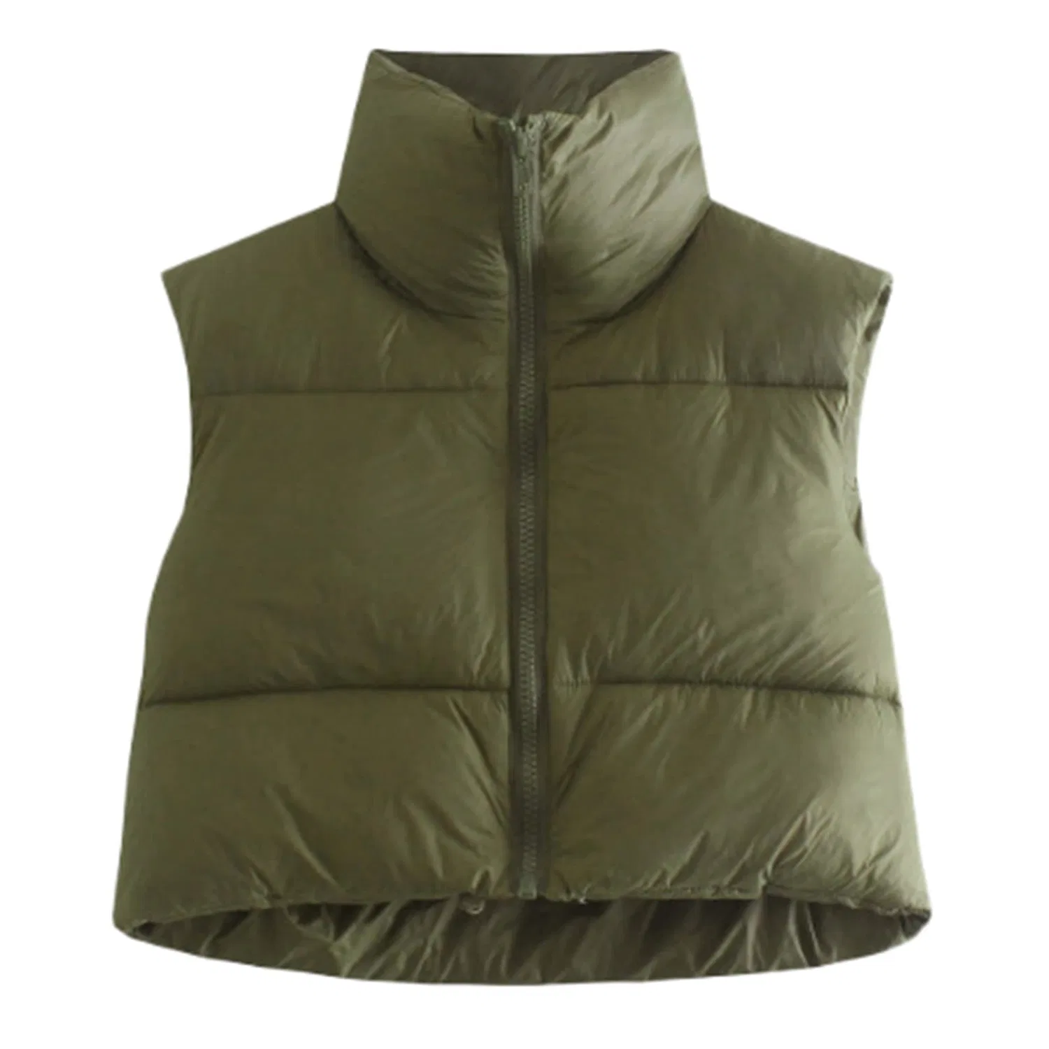Женский хлопковый жилет с принтом Autumn and Winter Casual Short Drawstring Adjustable Cotton Vest Jacket Women Outdoor Jacket, Verde Militare — фото 3