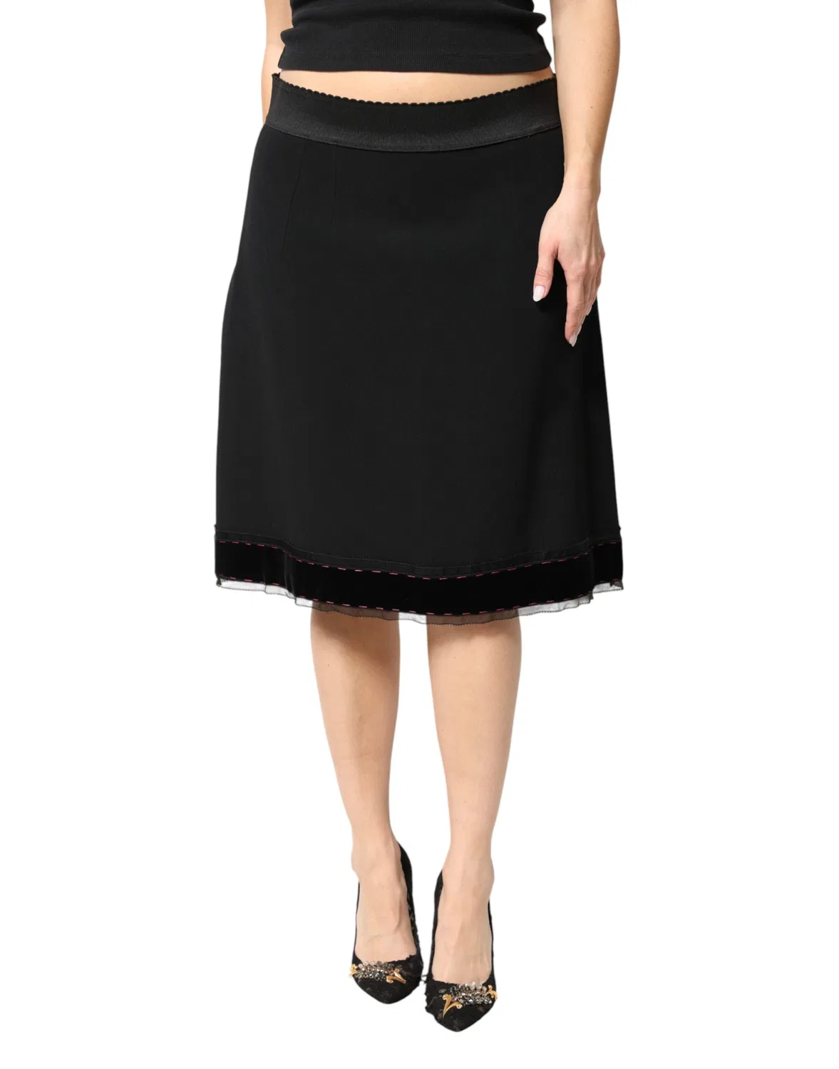 Женская юбка-трапеция с завышенной талией Mid Waist Knee Length Dolce & Gabbana, Black