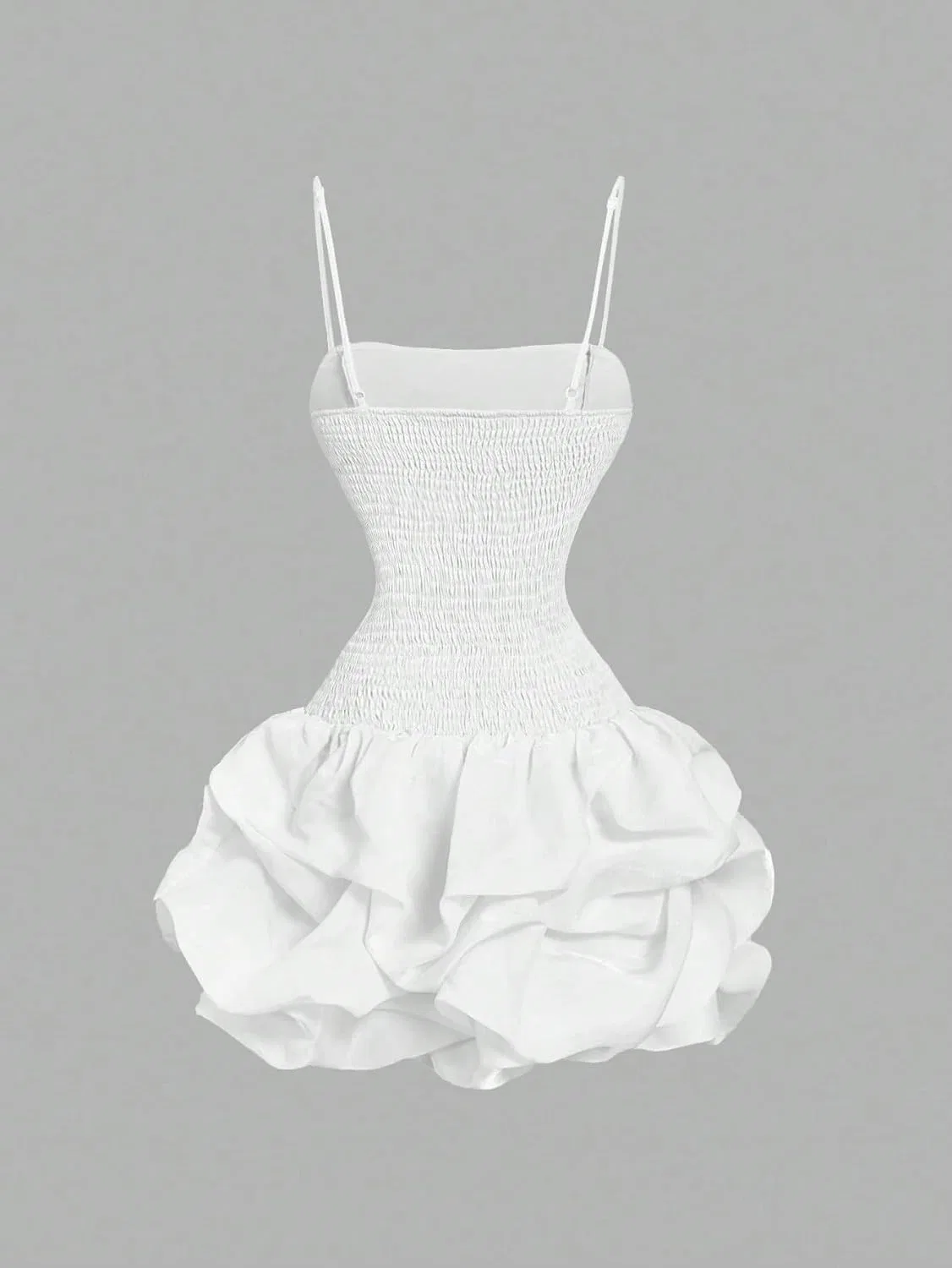 Женское мини-платье на тонких бретелях с рюшами White — фото 3