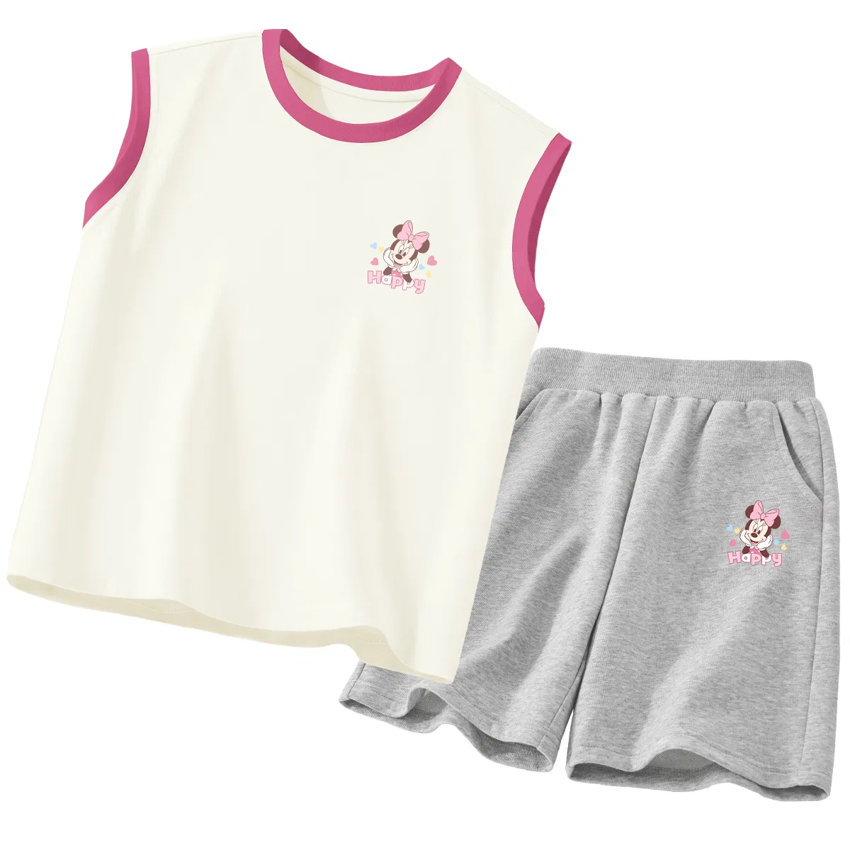 Детский спортивный костюм с круглым вырезом, стрейч, Disney, Rose Red/Gray