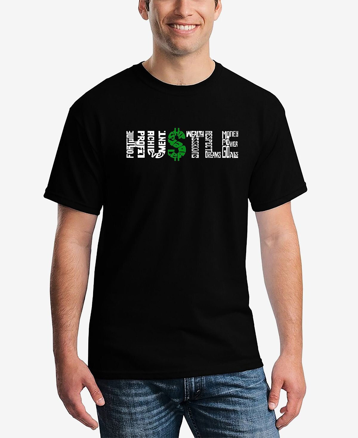 

Мужская футболка word art hustle LA Pop Art, черный