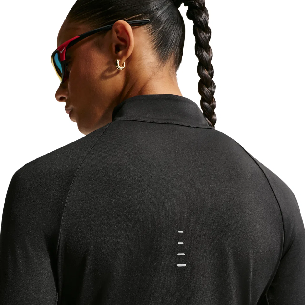 Женский беговой топ с защитой от УФ-излучения Swift Dri-FIT UV Half-Zip Top Nike, Black/Reflective Silver — фото 2