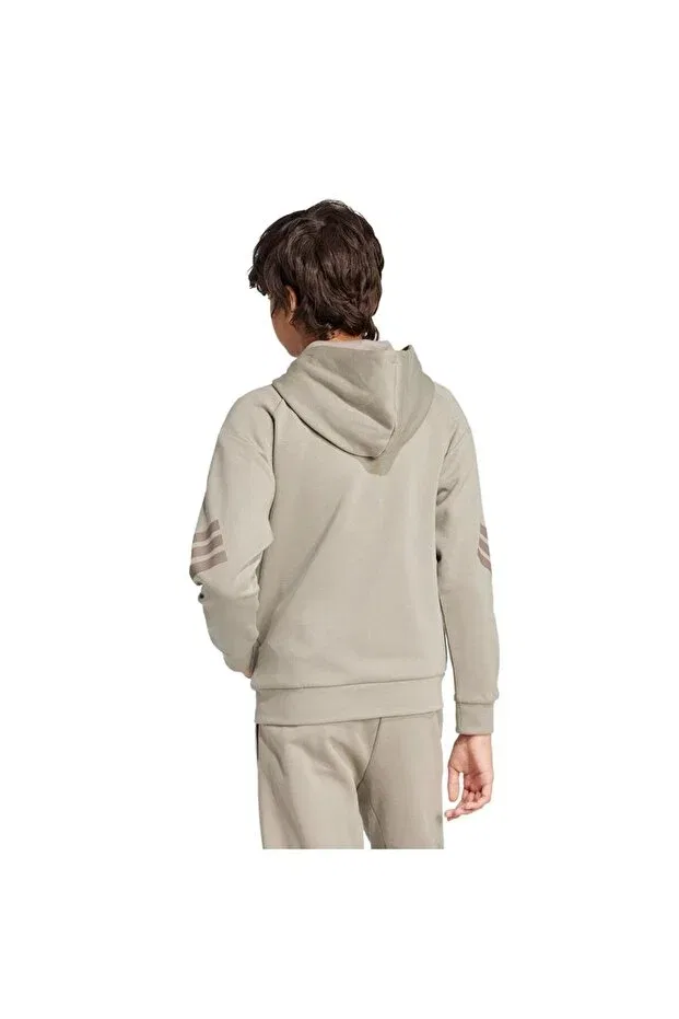 Детское худи для девочек хлопковое Adidas, Putty Beige / Simple Brown — фото 2