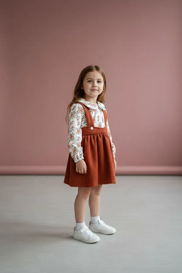Детское платье-жилет из вельвета с длинным рукавом Neva Baby&Kids, Brown — фото 4