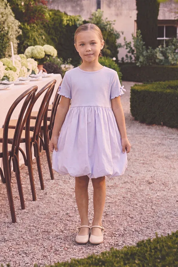 Детское платье для девочек с коротким рукавом Balloon Dress Minipodyum, Lilac