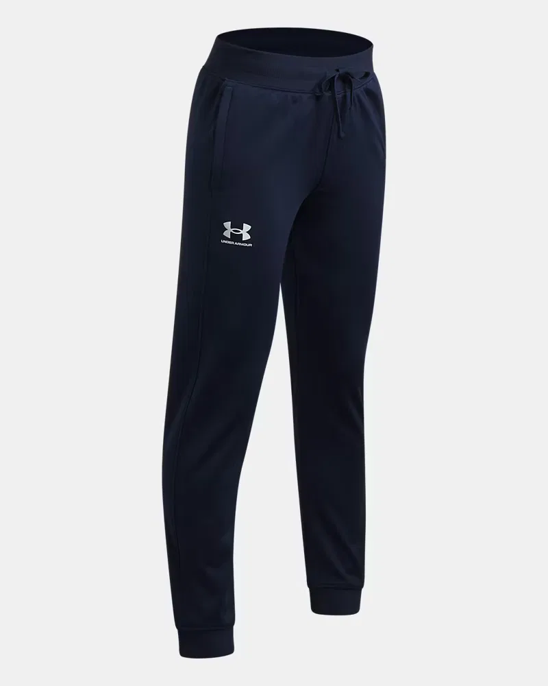 Детские брюки 63,5 см с начесом и эластичным поясом UA Icon Knit UnderArmour, Academy/White — фото 3