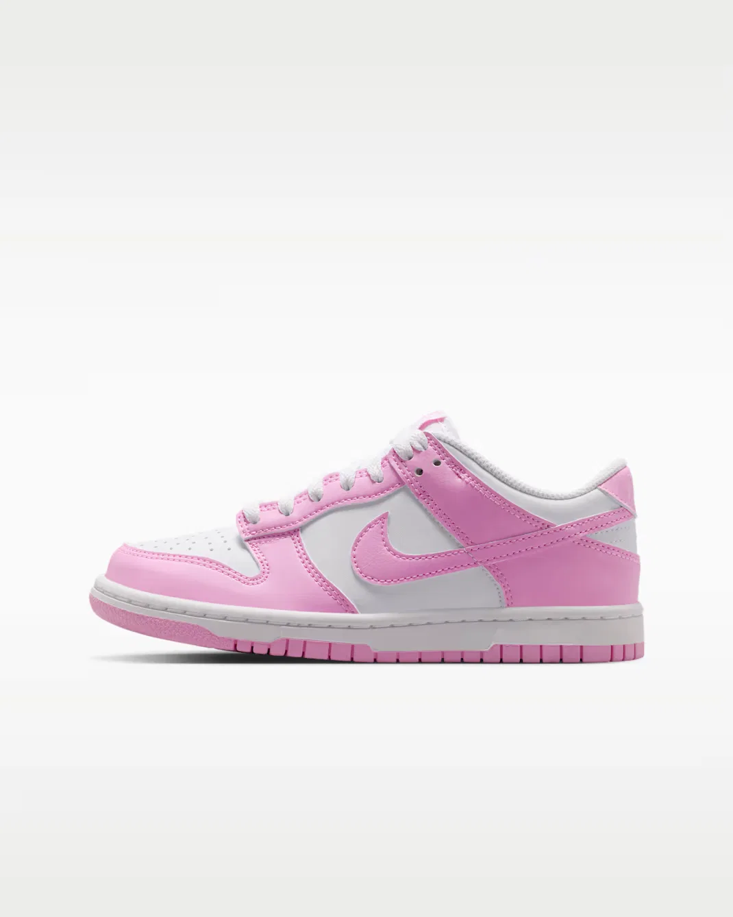 Кроссовки для детей постарше Nike Dunk Low, White/White/White/Pink Rise