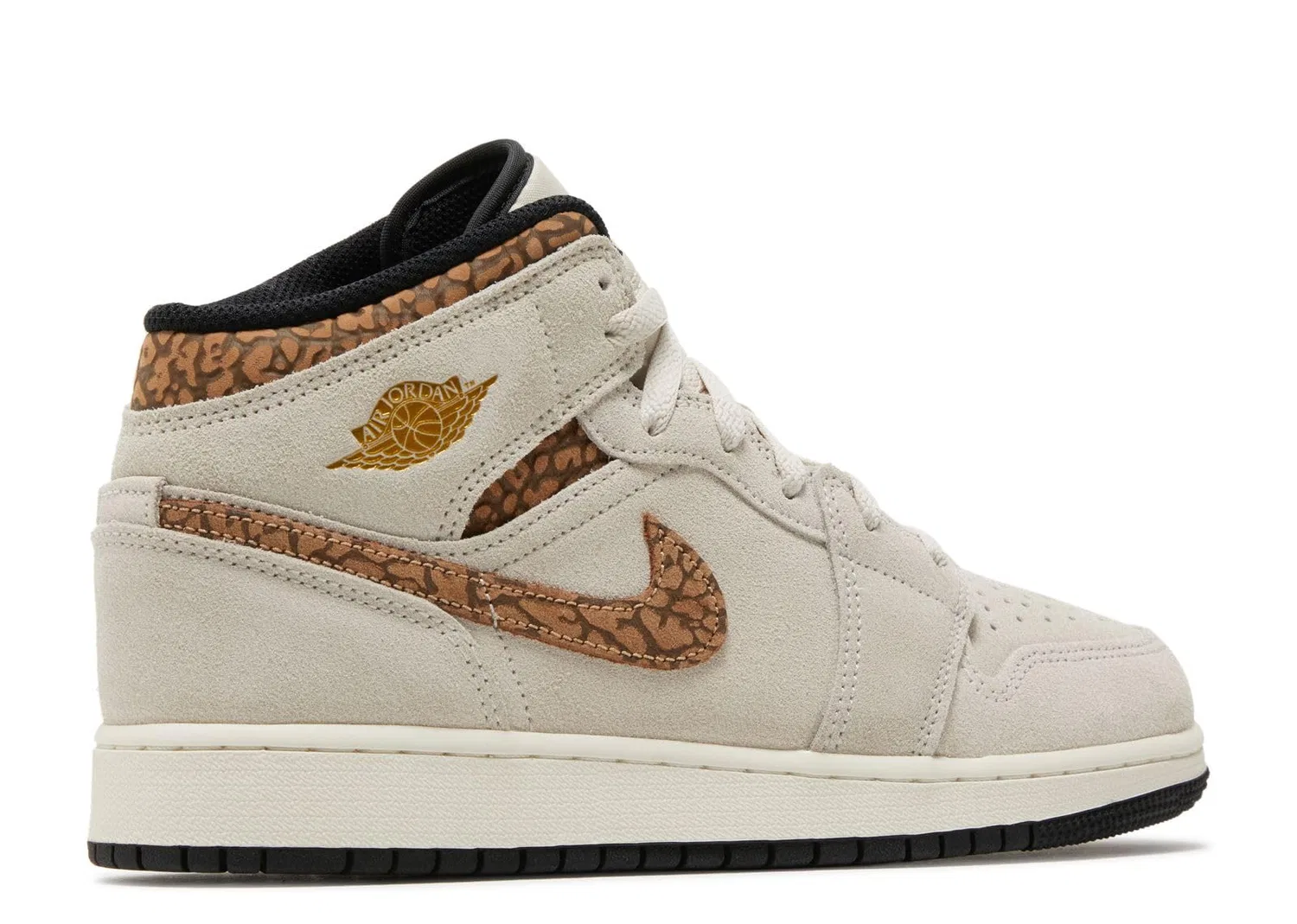 Детские кроссовки для мальчиков Jordan 1 Mid Jordan, Oreowood Brn Metallic Gold — фото 3