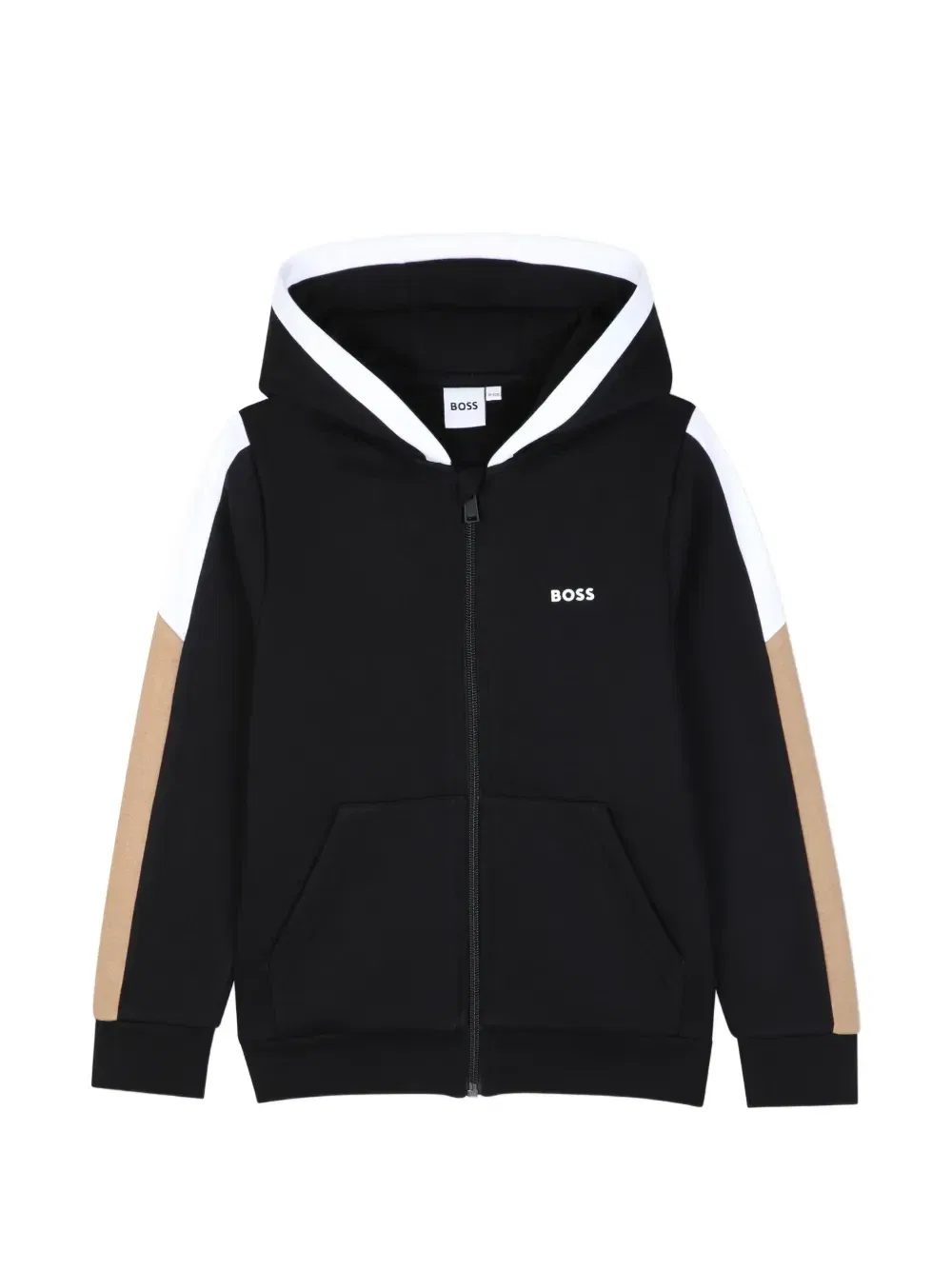 Худи на молнии с логотипом Boss Kidswear, черный