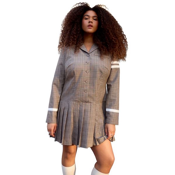 

Женское платье-мини в клетку с плиссировкой plus size Eloquii