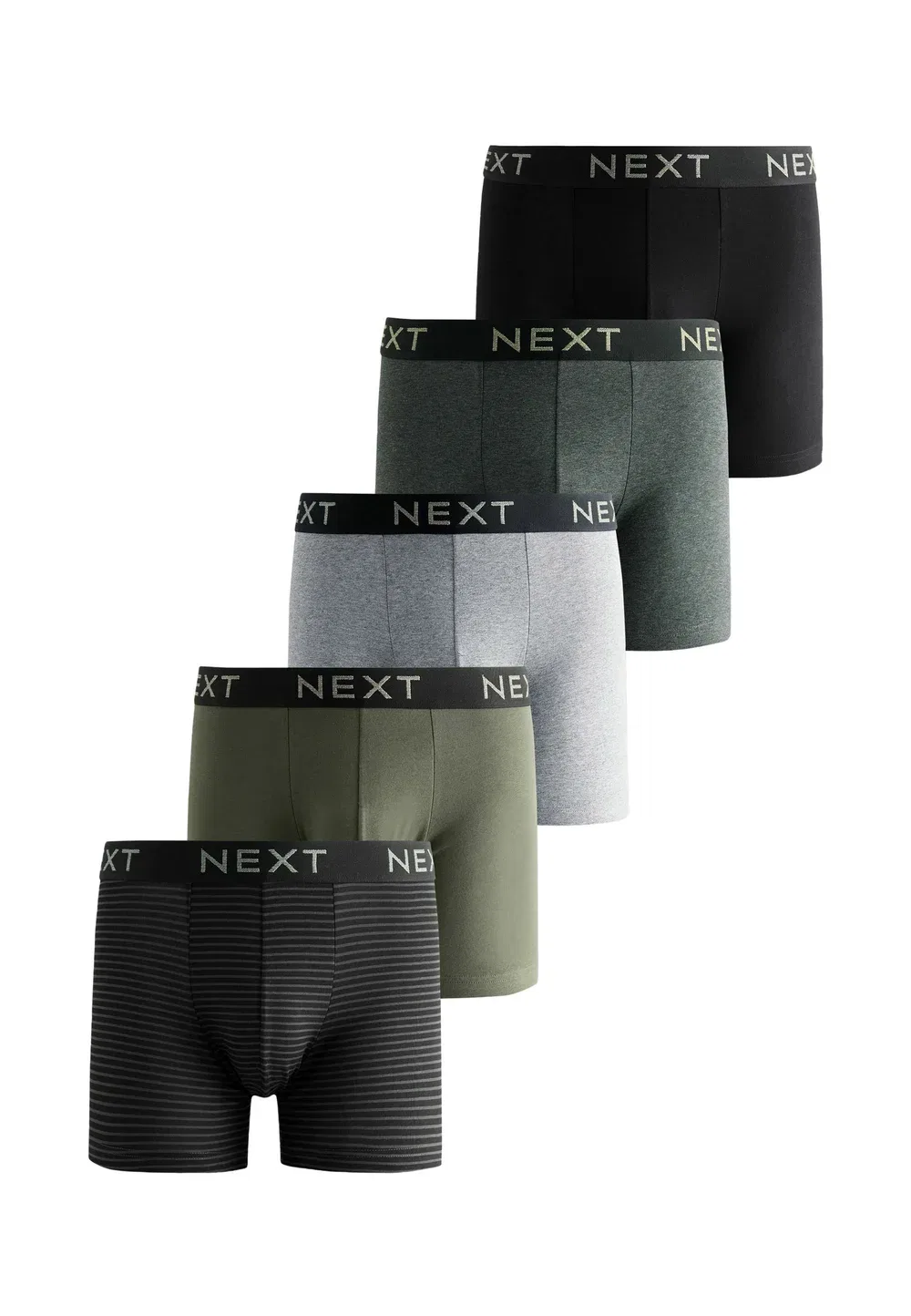 5 штанов в упаковке Next, Green Grey Stripe Marl