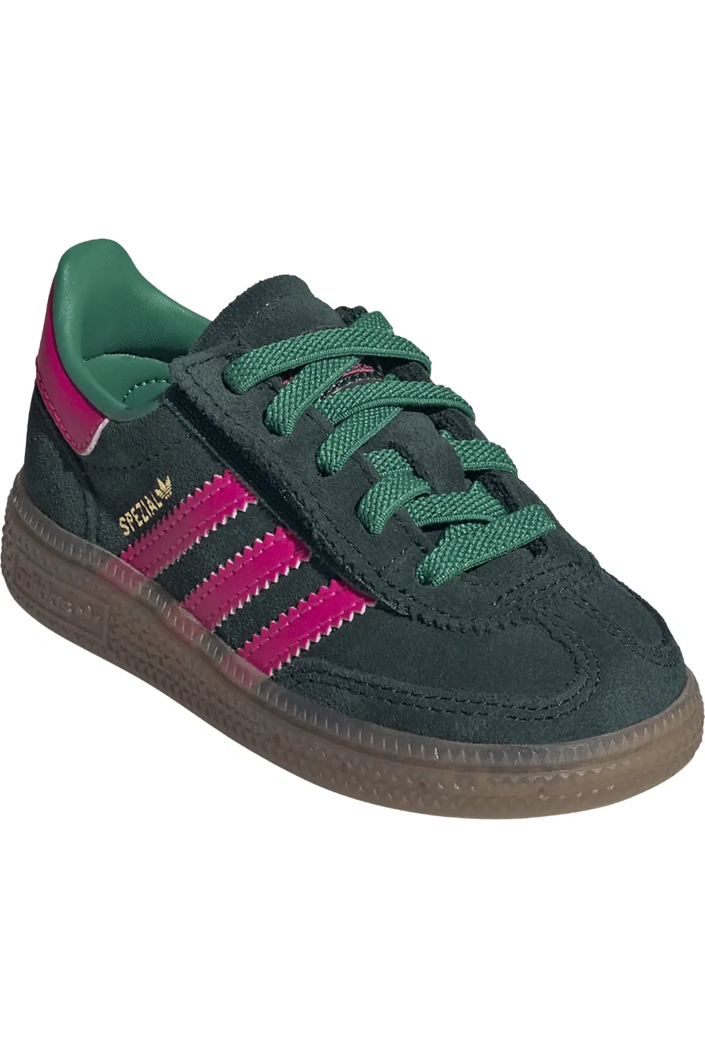 Детские кроссовки с цветочной вышивкой Handball Spezial adidas, Aurora Ivy/Shock Pink/Gum5 — фото 2