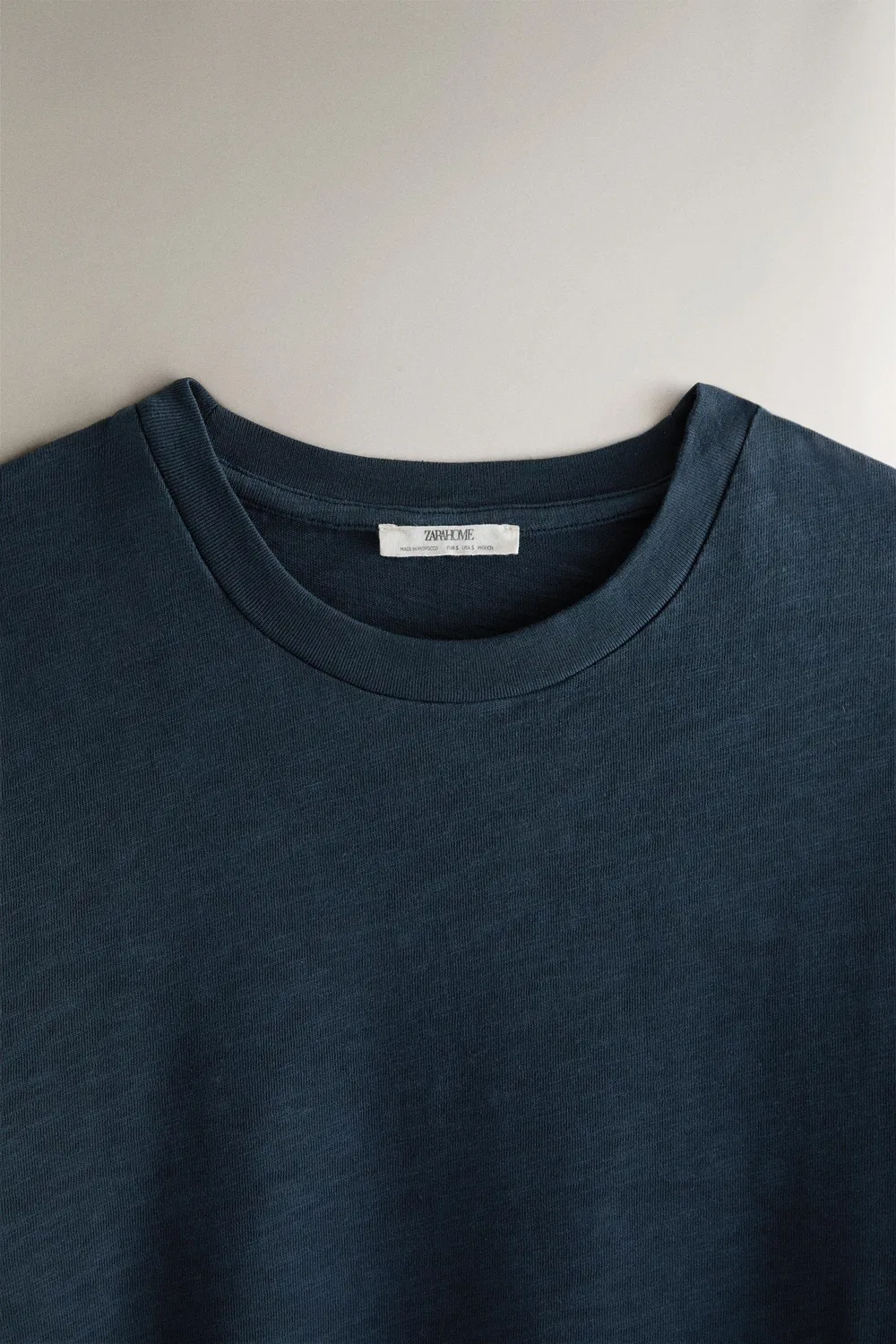 Хлопковая футболка с коротким рукавом ZARA, Indigo — фото 2