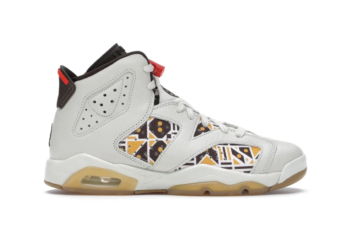Детские кроссовки баскетбольные лимитированной серии Jordan 6 Retro, Sail/Team Orange-Gum Light Brown-Baroque Brown
