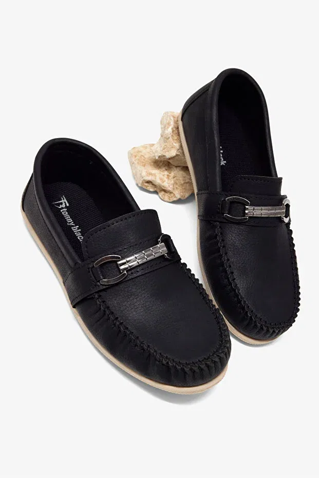 Детские лоферы для мальчиков с металлической пряжкой Tonny Black, Black — фото 4