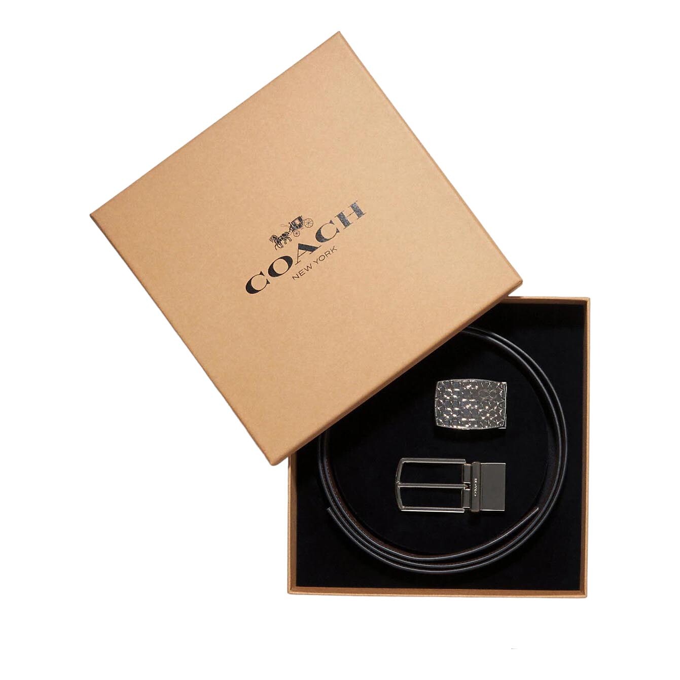 

Подарочный набор Coach Outlet Signature Plaque Harness Cut To Size Belt Boxed, черный/темно-коричневый