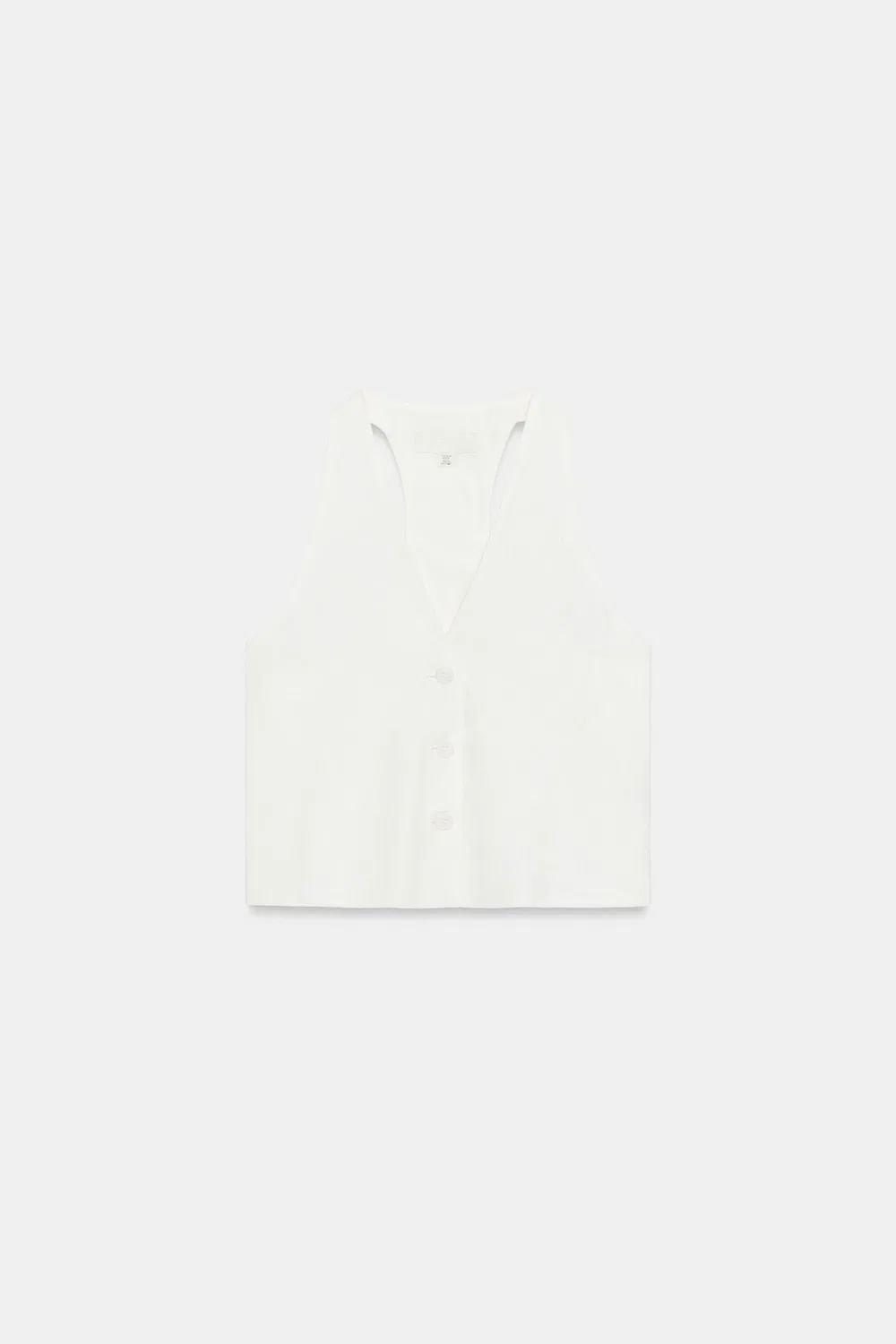 Жилет на пуговицах из льна ZARA, Oyster-White — фото 4