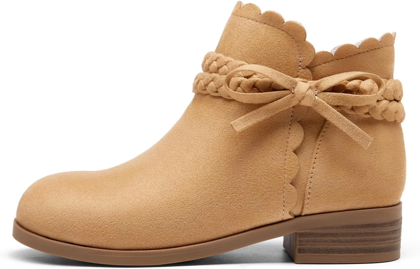 Детские ботинки для девочек с бантом и плетеным ремешком Coutgo, Khaki