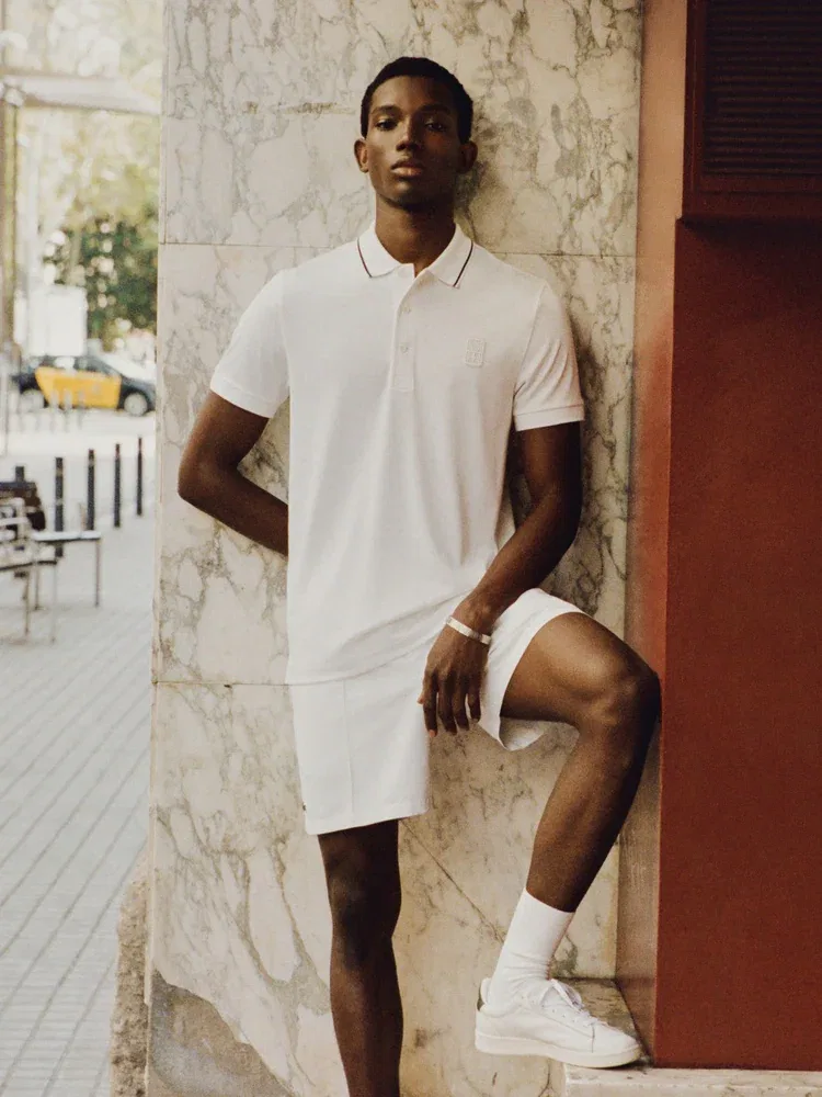 Футболка поло с V-образным вырезом, теннисная LACOSTE, White — фото 2