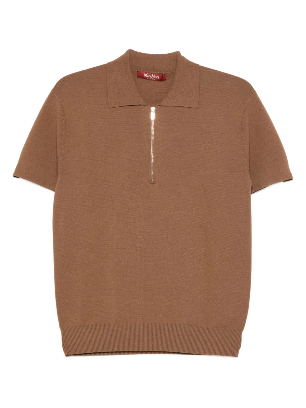 

Топ с молнией и короткими рукавами MAX MARA, коричневый