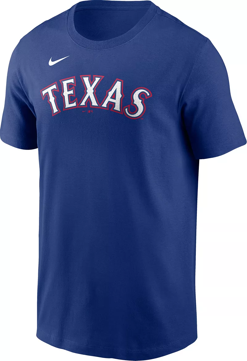 Мужская синяя футболка Nike Texas Rangers Wyatt Langford #36 — фото 2