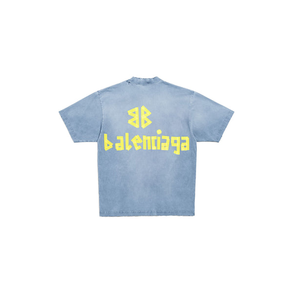 Футболка tape type t-shirt medium fit 'faded blue' Balenciaga, синий — фото 2