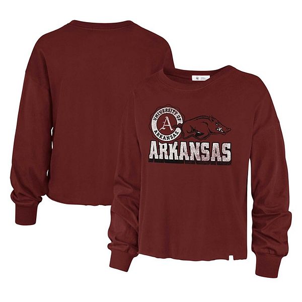 

Женская футболка '47 cardinal arkansas razorbacks bottom line parkway с длинным рукавом и высокой талией Unbranded