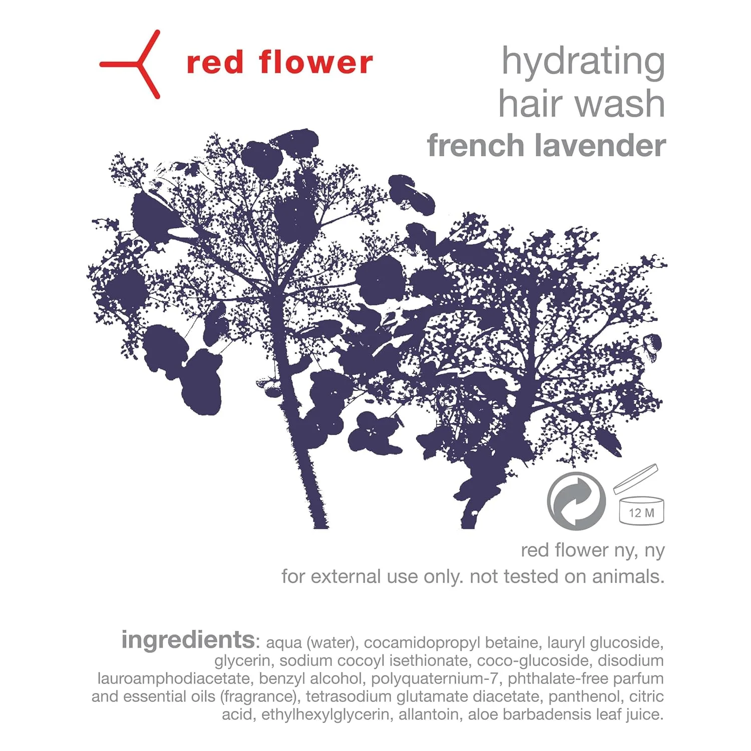 Шампунь Red Flower French Lavender для увлажнения волос - без сульфатов, с кокосовым глицерином и провитамином B5, ароматерапевтическая смесь эфирных масел для всех типов волос (283 г), red — фото 2