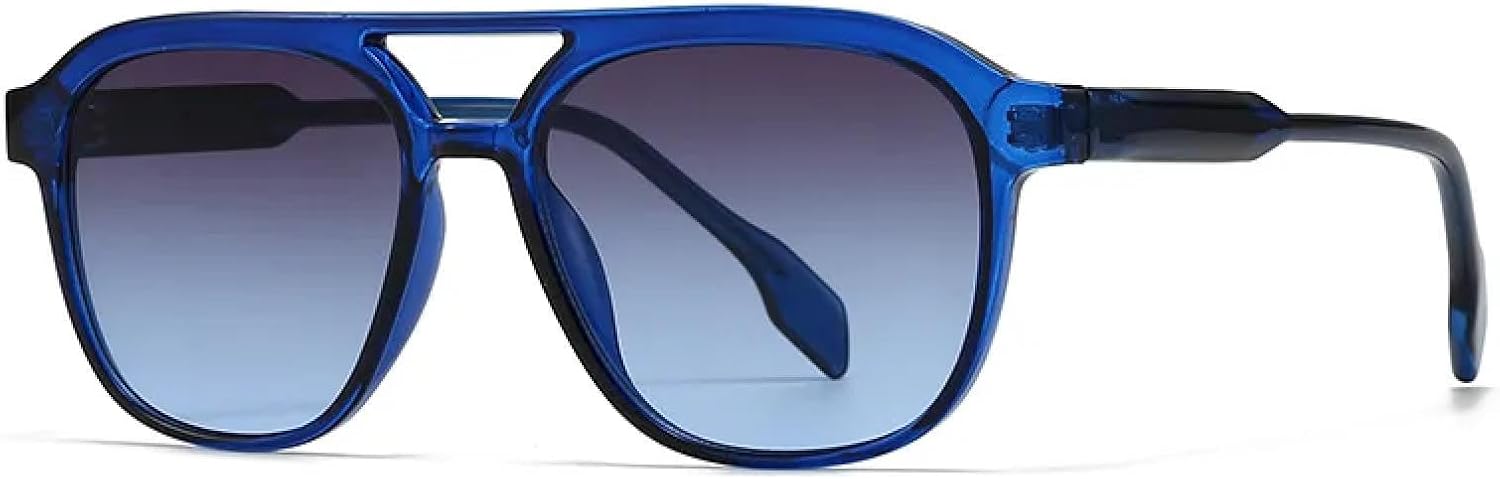 

Модные мужские солнцезащитные очки с двойной перемычкой, роскошные женские солнцезащитные очки в стиле ретро с градиентным переходом цвета чая, защита от УФ-излучения UV400 MWTSYSQ, C3 Blue