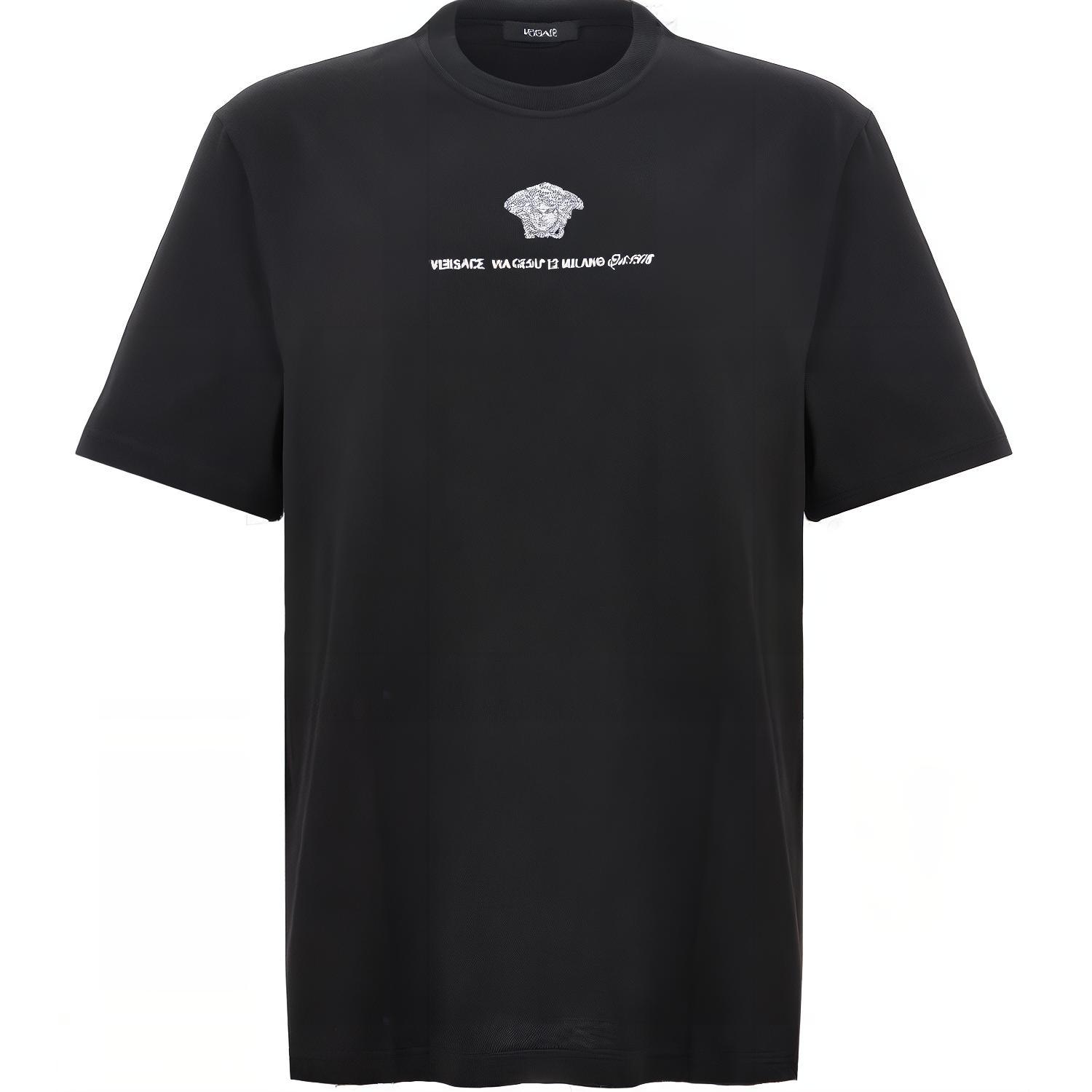 

Футболка с круглым вырезом и вышитым логотипом Versace, черный