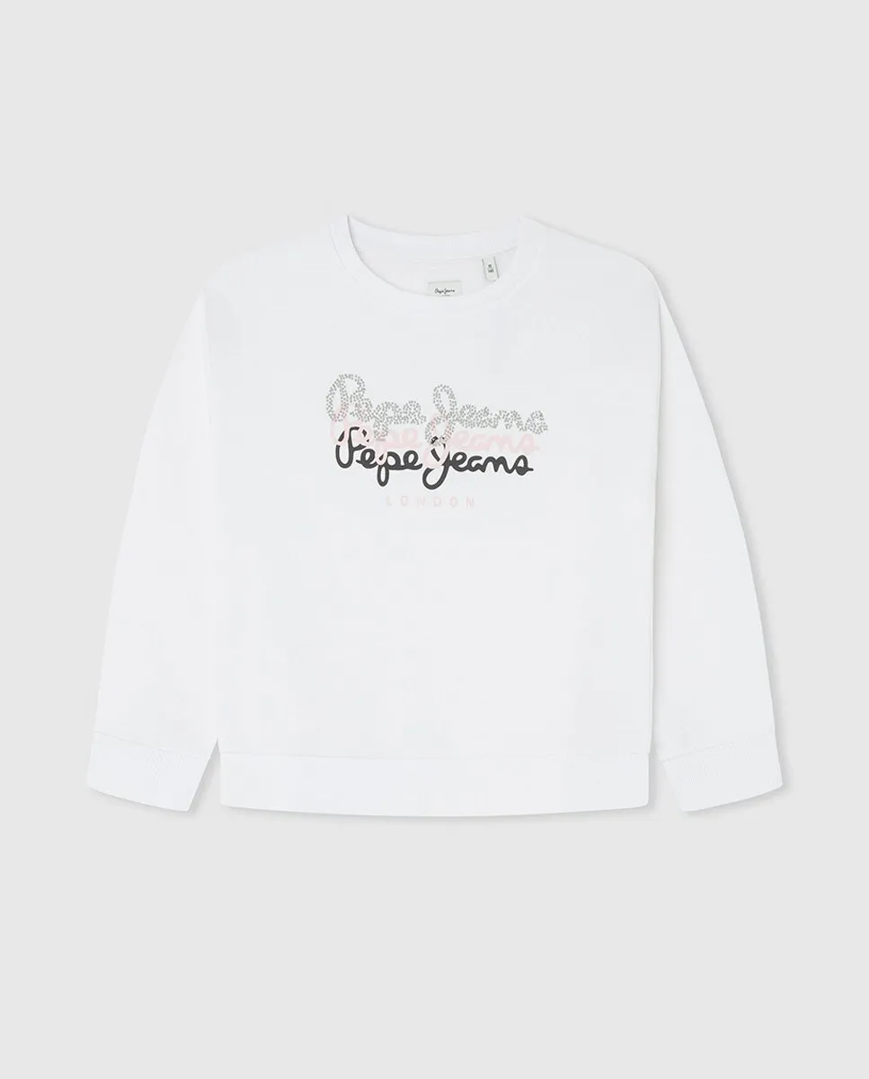

Толстовка с тройным логотипом для девочек Pepe Jeans, белый