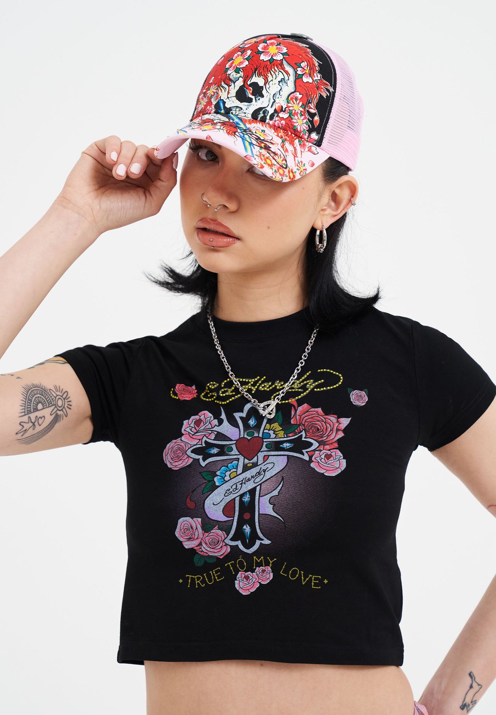 

Футболка с принтом WOMENS LOVE IS TRUE DIAMANTE BABY Ed Hardy, черный