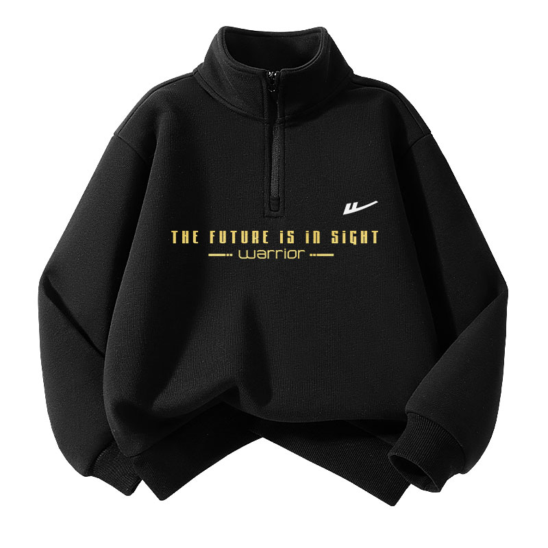 

Детский свитшот с воротником стойкой WARRIOR, [fleece-lined]черный with золото logo