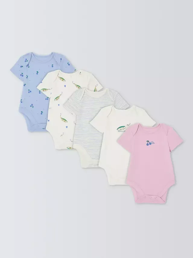 Боди с короткими рукавами Baby Peas In A Pod, комплект из 5 штук, синие John Lewis