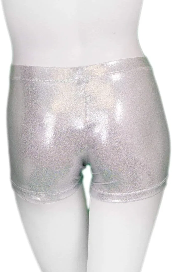 ZIZI Aosva Little Big Girls' Sparkle Dance Tumbling Athletic Gymnastics Short 2-14Years, серебро — фото 2
