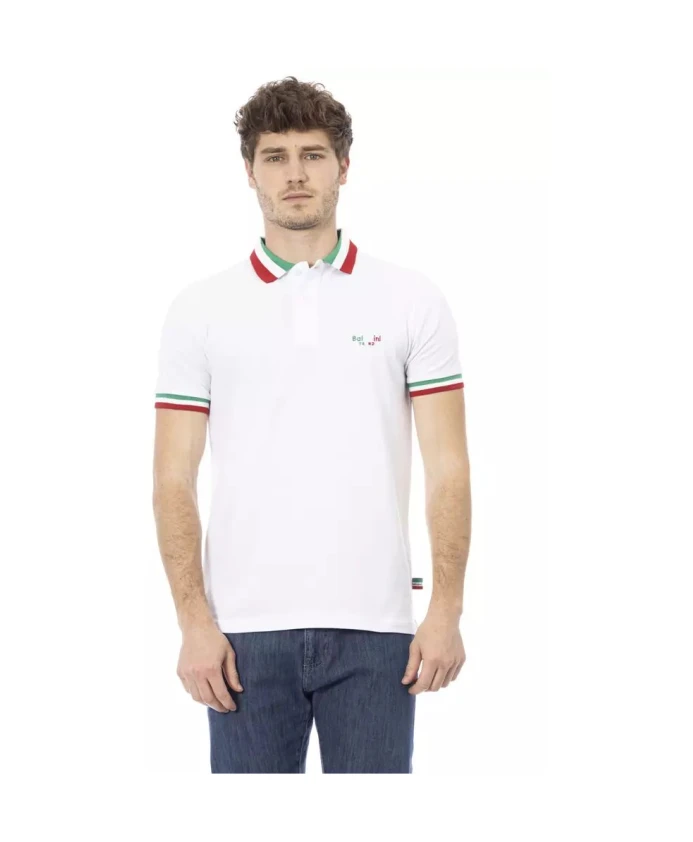 

Стильная рубашка-поло с трехцветным воротником. Baldinini, белый