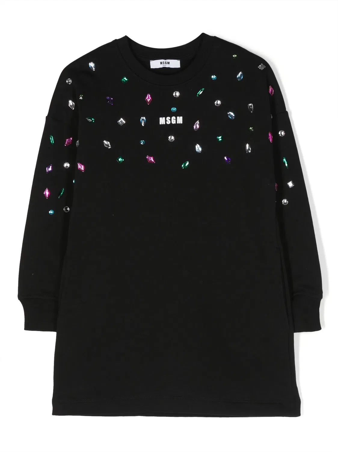 MSGM Черное платье‑свитшот с кристаллами
