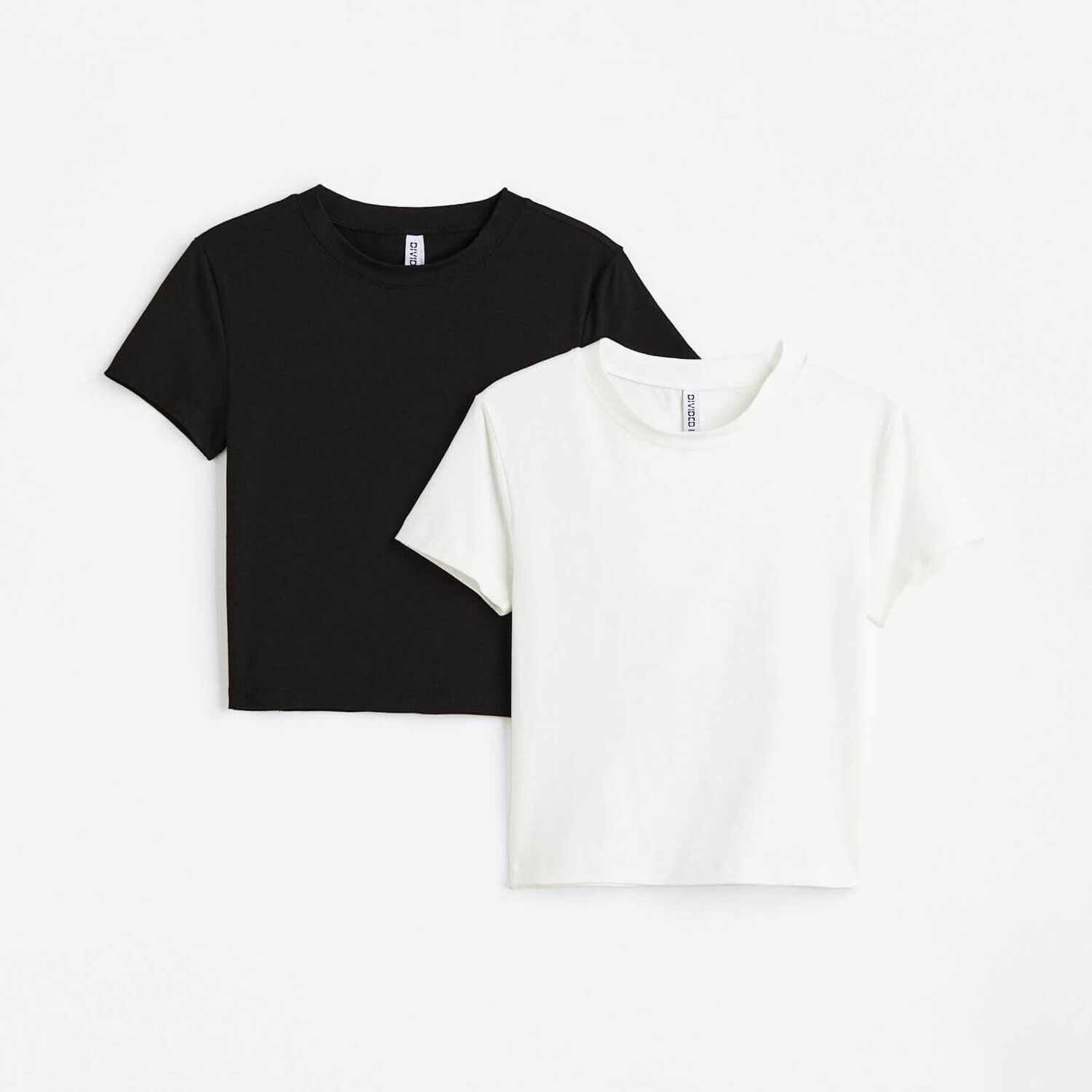 

Комплект футболок H&M Crop, 2 предмета, черный/белый