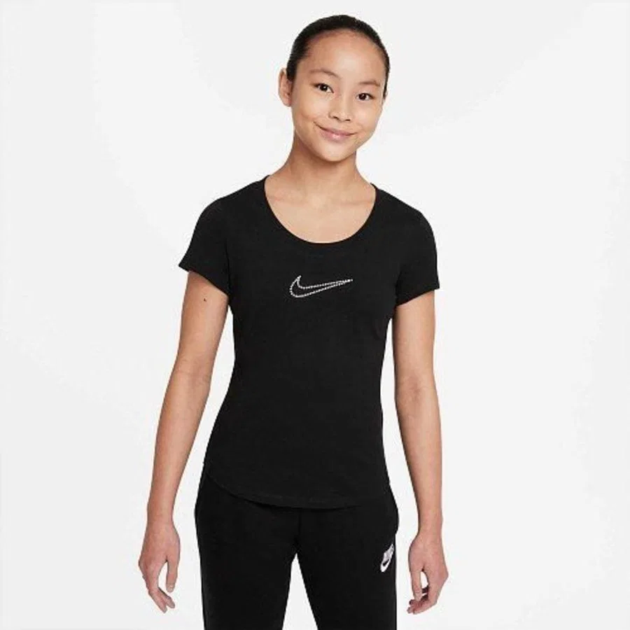 Спортивная футболка с вырезом лодочка Sportswear Girls' Scoop Nike, Черный