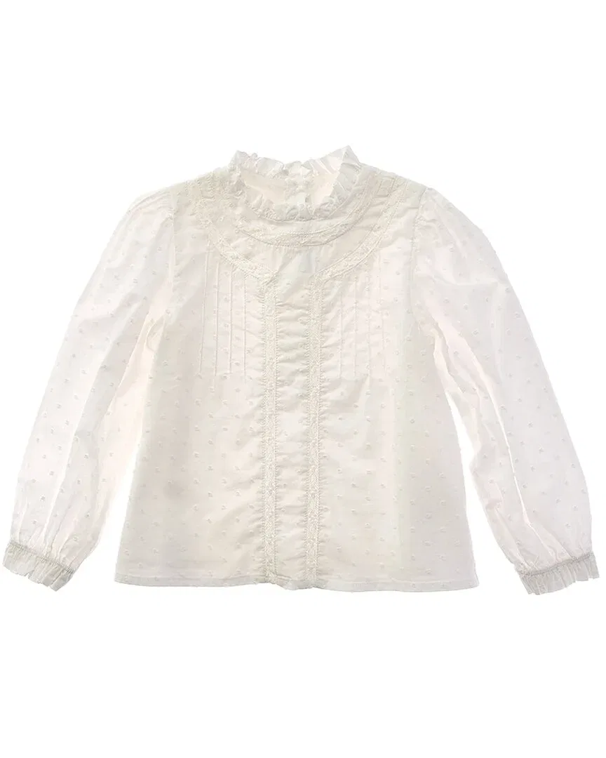 Детская блузка для девочек с кружевной отделкой The Pintuck Lace Top Janie and Jack, White