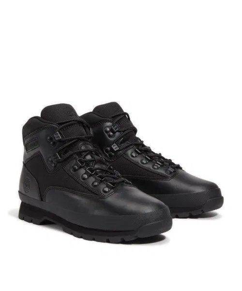 Ботинки Timberland Euro Hiker Mid Boot из кожи и канваса, черные