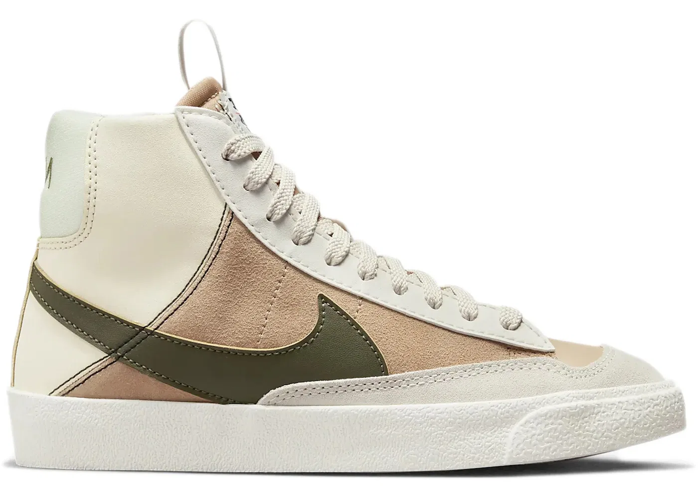Детские кроссовки с высоким верхом Nike Blazer Mid 77 SE Dance, Sanddrift/Light Silver/Phantom/Medium Olive